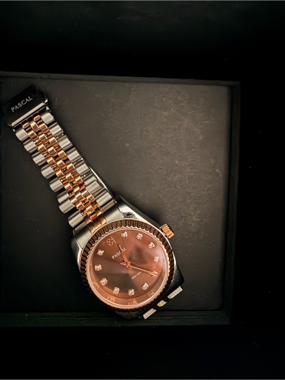 NWOT Pascal Two-Tone Rose Gold & Silver w/  Bronze Face Women's Watch